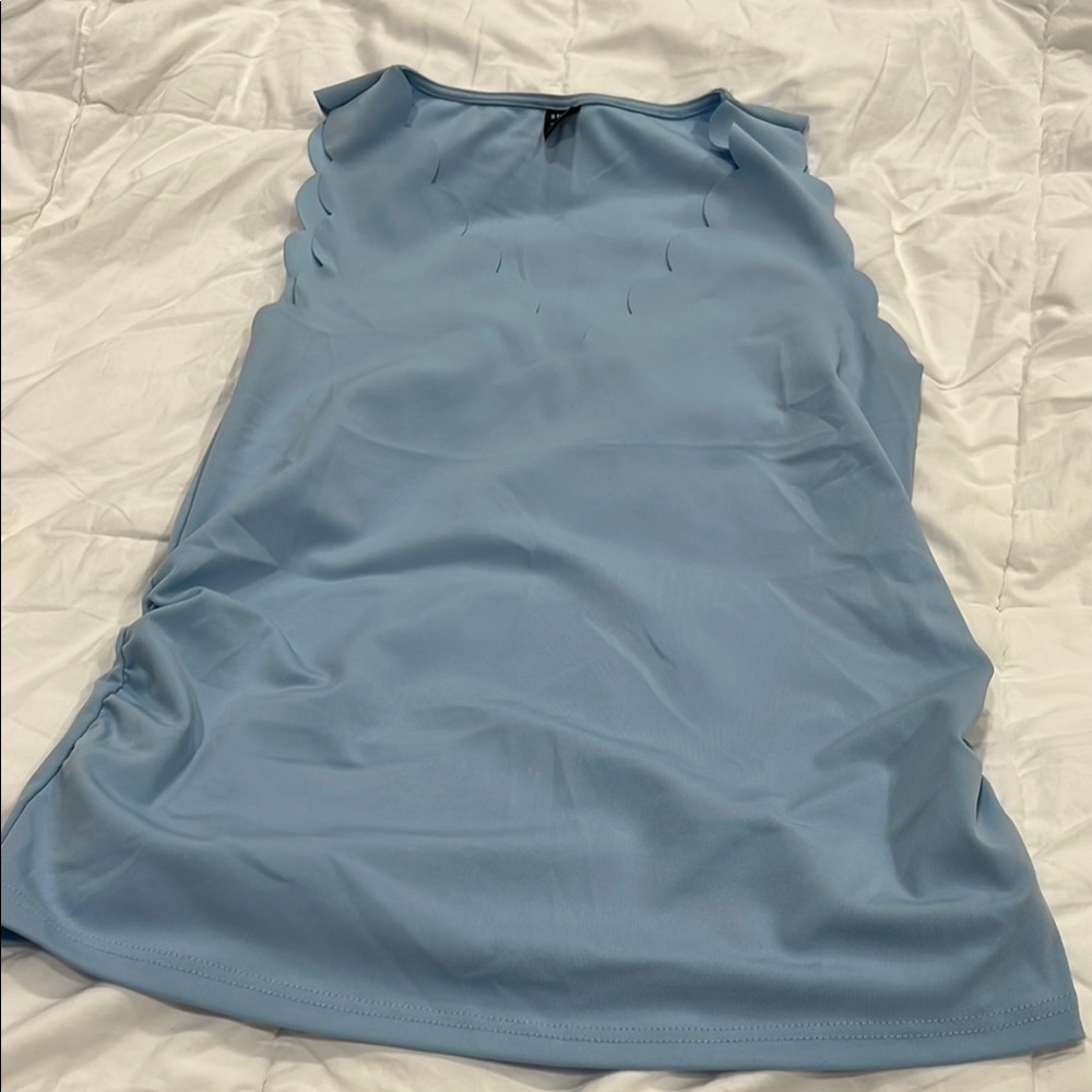 SHEIN Light Blue Scalloped Blouse